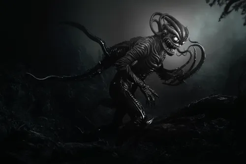 alien warrior,oryx,ringed-worm,angler,scorpion,arthropod,wyrm,alien,kraken,dark world,slender,3d render,arachnid,serpent,dark-type,encounter,deep sea nautilus,scorpio,dark art,tendrils