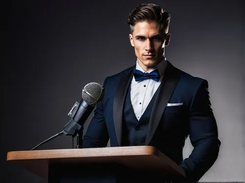 master of ceremony,men's suit,kutcher,microphone,presenter,speeches,speech,penniman,kurz,cummerbund,businessman,zegna,debonair,compere,formal guy,sportcoat,yiannopoulos,treadaway,mic,navy suit,Conceptual Art,Oil color,Oil Color 08