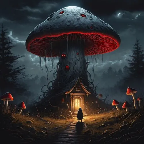 mushroom landscape,mushroom island,red mushroom,fly agaric,toadstool,muscaria,Conceptual Art,Sci-Fi,Sci-Fi 25