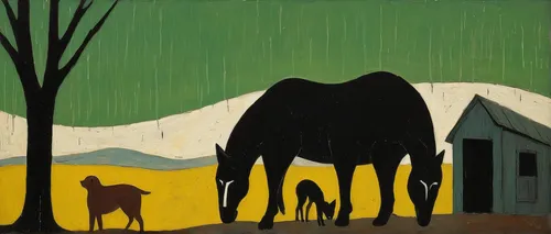 olle gill,pere davids deer,farm landscape,rural landscape,man and horses,matruschka,braque d'auvergne,carol colman,green animals,pasture,home landscape,braque saint-germain,alpine pastures,black landscape,cows on pasture,the farm,sheds,horse stable,grant wood,pony farm,Art,Artistic Painting,Artistic Painting 27