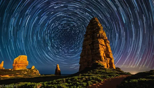 #Space: colorful #startrails above the Pinnacles at Cape Woolamai. #GoodMorning! https://t.co/K1rfQu9oTA via @500px,star trails,star trail,astronomy,the twelve apostles,starscape,stargate,arches natio