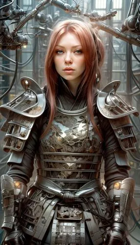 planescape,irisa,female warrior,joan of arc,armour,sci fiction illustration,cuirass,cuirasses,armor,romanoff,mechthild,knight armor,liora,fantasy portrait,heavy armour,armourer,shadrake,fantasy warrior,mechanician,cyberangels