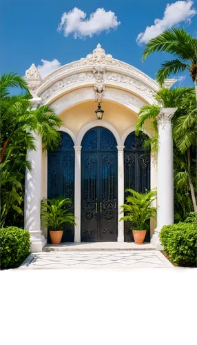 florida home,tropical house,front gate,garden door,gated,water palace,mansion,luxury home,pool house,luxury property,porticoes,plantation shutters,entranceways,archways,conservatory,holiday villa,istana,front door,hacienda,house entrance,Conceptual Art,Fantasy,Fantasy 30