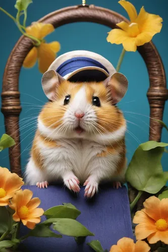 musical rodent,hamster,guinea pig,hamster buying,hamster shopping,animals play dress-up,gerbil,i love my hamster,guineapig,skipper,hamster frames,ratatouille,conductor,whimsical animals,hamster wheel,marine animal,rataplan,anthropomorphized animals,guinea pigs,cute animal,Illustration,Retro,Retro 03