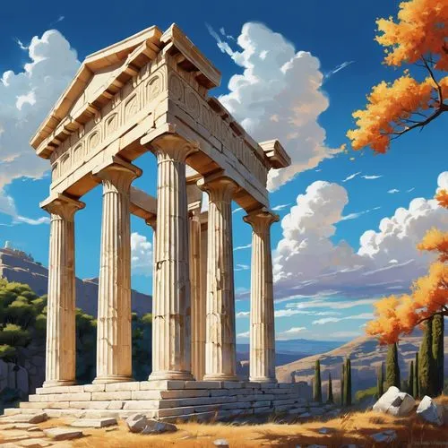 greek temple,acropolis,erechtheus,artemis temple,temple of hercules,erechtheion,roman temple,ephesus,delphi,amphipolis,laodicea,temple of diana,hellas,messene,hierapolis,hellenic,parthenon,akropolis,mycenae,doric columns,Conceptual Art,Daily,Daily 24