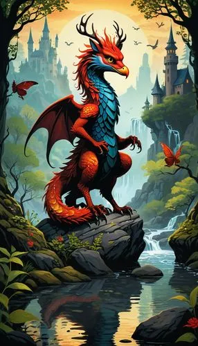 forest dragon,painted dragon,kazooie,dragonja,charizard,dragon of earth,Conceptual Art,Fantasy,Fantasy 09