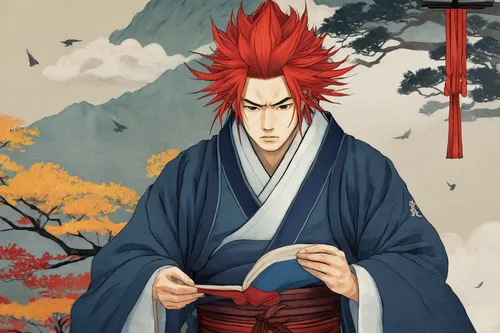 tsukemono,sanshin,shinigami,red sun,red-haired,kame sennin,nine-tailed,inari,geomungo,mukimono,red lantern,red banner,red leaf,shinto,kinomichi,jeongol,swordsman,red ginger,komatsuna,takuan,Conceptual Art,Daily,Daily 34