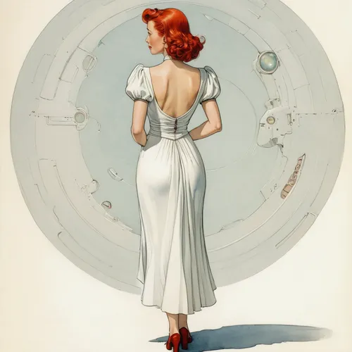 vintage illustration,atomic age,maureen o'hara - female,retro pin up girl,vintage women,retro women,valentine pin up,vintage woman,retro woman,valentine day's pin up,vintage drawing,pin ups,vintage 1950s,retro pin up girls,retro 1950's clip art,vintage angel,vintage girl,vintage print,vintage dress,harmonia macrocosmica,Illustration,Paper based,Paper Based 29