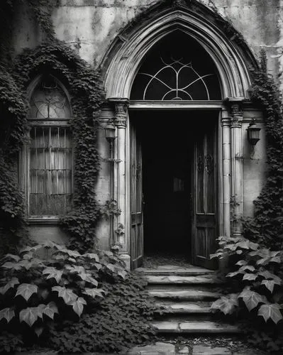 creepy doorway,doorways,the threshold of the house,doorway,entranceway,front door,entrances,entryway,yaddo,entranceways,church door,haunted cathedral,threshold,garden door,nunery,witch house,entryways,vestry,house entrance,deanery,Illustration,Black and White,Black and White 24