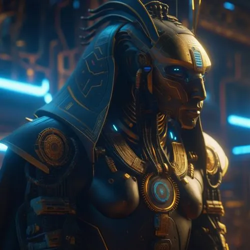 realistic cyberpunk egypt god,anubis,osirian,nivens,tutankhamun,sotha,osiris,tutankhamen,apophis,chitauri,akhnaten,horus,pharaoh,drakh,tenno,kharkh,wadjet,pharaonic,karnak,khnum,sekhmet,Photography,Ge