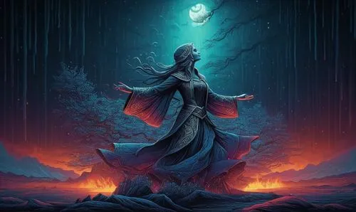 oscura,sorceror,necromancer,moonsorrow,llorona,conjurer,gradimir,sorcerer,samuil,valar,geist,aeterna,grimm reaper,galadriel,orona,blue enchantress,prospal,necrom,the witch,conjure,Illustration,Realist