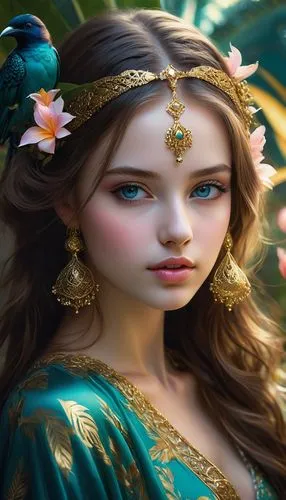 radha,jaya,fantasy portrait,princess anna,jasmine,jasmine blossom,lakshmi,fairy tale character,krishna,fantasy art,world digital painting,jasmine flower,merida,janmastami,oriental princess,anahata,tarhana,indian art,princess' earring,mystical portrait of a girl,Conceptual Art,Fantasy,Fantasy 11