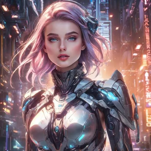 pose modelo,a girl with a sci - futuristic outfit standing on a city street,cyberangels,alita,cyborg,cyberia,valerian,cyberstar,Digital Art,Anime