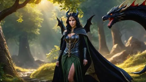 ultra detailed 8k, ultra-realistic, Artwork, long hair down to the waist, black hair, flying in the wind, a 30 year old European woman, a happy look, white skin, green eyes, an elven tunic made of bla