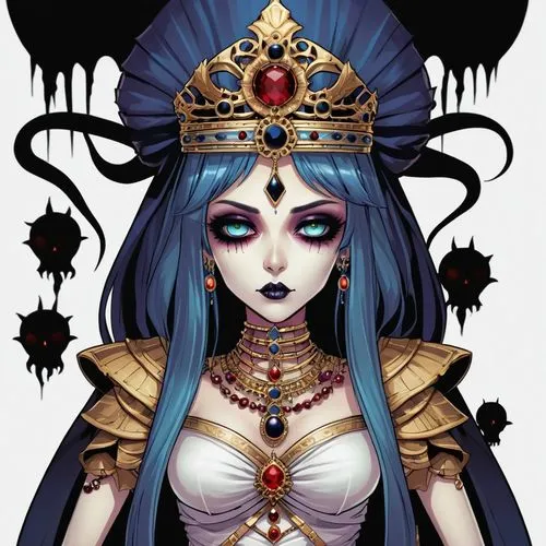 emperatriz,nephthys,priestess,estess,crowned,black queen,Illustration,Abstract Fantasy,Abstract Fantasy 11