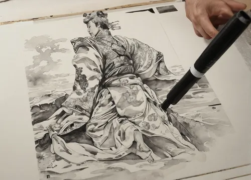 drawing course,oriental painting,ink painting,chinese art,pencil art,charcoal drawing,meticulous painting,painting technique,fabric painting,tusche indian ink,figure drawing,italian painter,fashion illustration,washes,hand-drawn illustration,vintage drawing,game drawing,stone drawing,illustrator,hand drawing,Illustration,Paper based,Paper Based 30