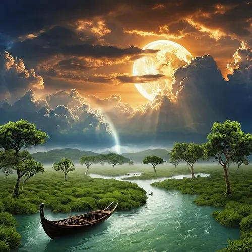 boat landscape,fantasy picture,fantasy landscape,landscape background,an island far away landscape,viking ship,viking ships,floating island,background view nature,floating islands,sailing-boat,nature landscape,sailing ship,river landscape,backwaters,longship,beautiful landscape,nile river,sailing boat,sea sailing ship,Conceptual Art,Daily,Daily 11