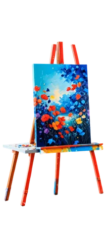 Colorful painting, artistic composition, canvas texture, vibrant brushstrokes, oil paints, abstract art, splattered colors, bold strokes, easel setup, studio lighting, soft focus, shallow depth of fie