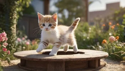 Prompt: Kitten jumping and playing - - full body, garden - cinematic and realistic style, photography.,Negative prompt: EasyNegative,Steps: 20,Sampler: Euler a,CFG scale: 10,Seed: 0,Size: 1280x720,VAE