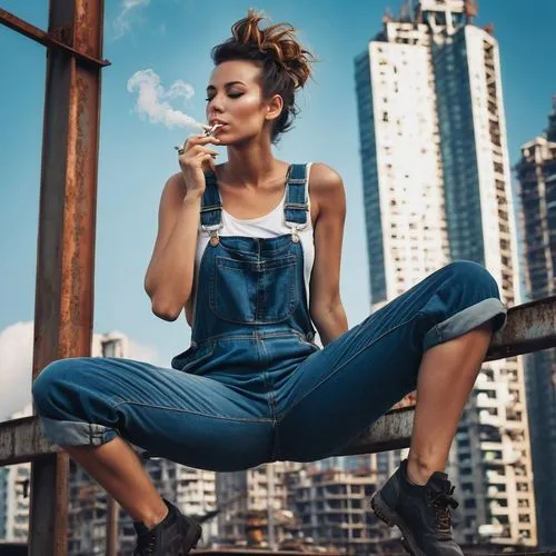 denim jumpsuit,girl in overalls,dungarees,overalls,smoking girl,denim,overall,girl smoke cigarette,denim background,denims,denim jeans,bluejeans,victoria smoking,smoking,denim bow,jeans background,denim shapes,jeans,blu cigs,denim fabric,Conceptual Art,Fantasy,Fantasy 06