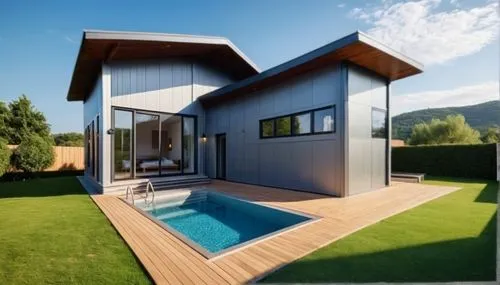 3d rendering,wooden decking,modern house,inverted cottage,pool house,wooden house,revit,passivhaus,sketchup,homebuilding,house shape,cubic house,render,folding roof,weatherboarding,deckhouse,prefabricated,chalet,electrohome,modern architecture