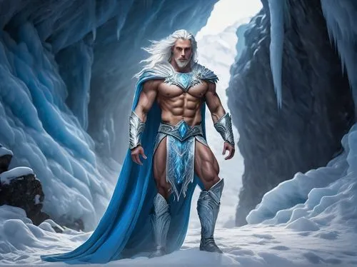 father frost,male elf,white walker,iceman,heroic fantasy,poseidon,god of the sea,dark elf,ice cave,bordafjordur,norse,poseidon god face,icemaker,sea god,male character,ice,eternal snow,fantasy art,fantasy picture,ice queen,Art,Classical Oil Painting,Classical Oil Painting 33