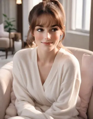 bathrobe,birce akalay,adorable,jane austen,cute,kimono,audrey hepburn,cardigan,romantic look,angelic,audrey,sweater,cappuccino,angel face,pajamas,elegant,in a towel,pale,pjs,beautiful face,Photography,Natural