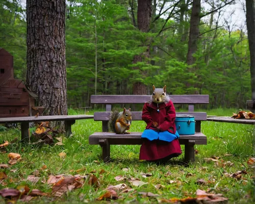 little red riding hood,red riding hood,gnomes at table,queen-elizabeth-forest-park,forest workplace,autumn chores,alice in wonderland,picnic table,robin redbreast,squirrels,ballerina in the woods,farmer in the woods,woodsman,red bench,american snapshot'hare,peter rabbit,woman playing,autumn idyll,woodland animals,woman drinking coffee,Photography,Documentary Photography,Documentary Photography 34