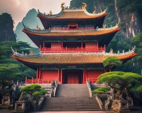 asian architecture,buddhist temple,huangshan,wudang,hanging temple,hall of supreme harmony,yangshao,emei,xiangshan,pagodas,the golden pavilion,thai temple,zhangjiagang,hushan,palyul,taoism,buddha tooth relic temple,guizhou,pengshui,liangshan,Conceptual Art,Sci-Fi,Sci-Fi 29