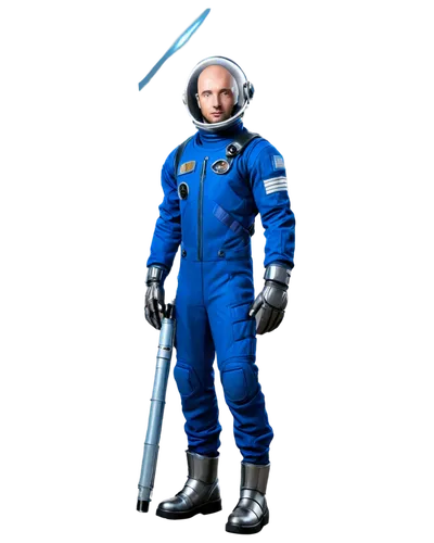 Futuristic astronaut, solo, male, muscular, 30s, shaved head, blue eyes, space suit, oxygen tank, helmet, gloves, metallic boots, standing, heroic pose, planetary background, distant stars, nebula, lo