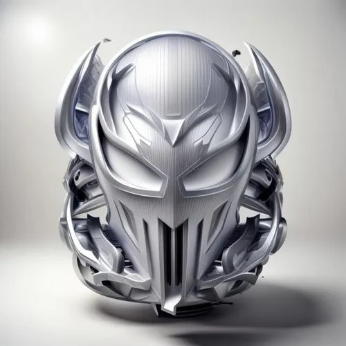 motorcycle helmet,silver,lacrosse helmet,hubcap,automobile hood ornament,decepticon,helmet,cinema 4d,car badge,car icon,iron mask hero,scarab,chrome,silver arrow,armored,face shield,head plate,aluminum,bicycle helmet,glass sphere