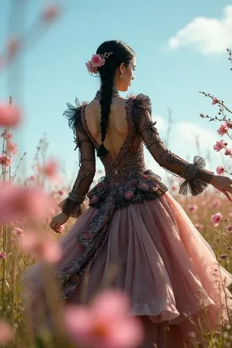 aerith,rosa 'the fairy,flower fairy,rosa ' the fairy,elven flower,blooming field