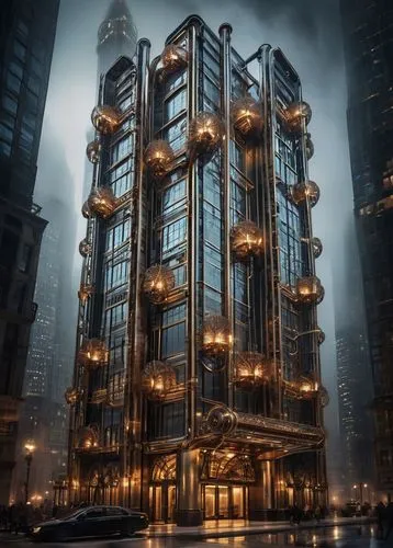 metropolis,precipitator,dystopian,steel tower,arcology,refinery,steampunk,orchestrion,elevators,precipitators,fractalius,futuristic architecture,the energy tower,elevator,hvdc,electric tower,heavy water factory,kimmelman,solar cell base,neutrino,Illustration,Realistic Fantasy,Realistic Fantasy 13