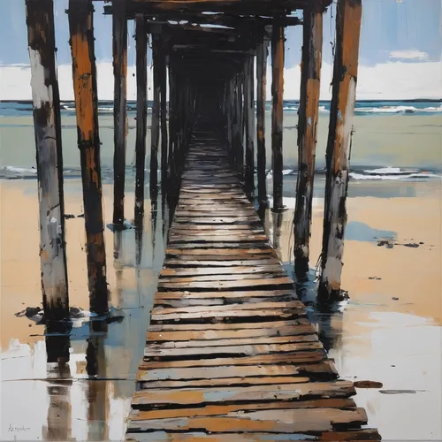 wooden pier,burned pier,old pier,boardwalk,the pier,scripps pier,pier,fishing pier,saltburn pier,east pier,princes pier,santa monica pier,board walk,old jetty,jetty,beach landscape,cromer pier,pismo beach,walkway,pier 14,Conceptual Art,Fantasy,Fantasy 10