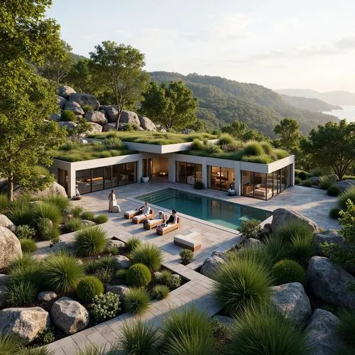 landscape design sydney,landscaped,pool house,3d rendering,landscape designers sydney,house in the mountains,roof landscape,amanresorts,luxury property,luxury home,dunes house,holiday villa,cottars,beautiful home,house in mountains,render,modern house,dreamhouse,grass roof,bendemeer estates