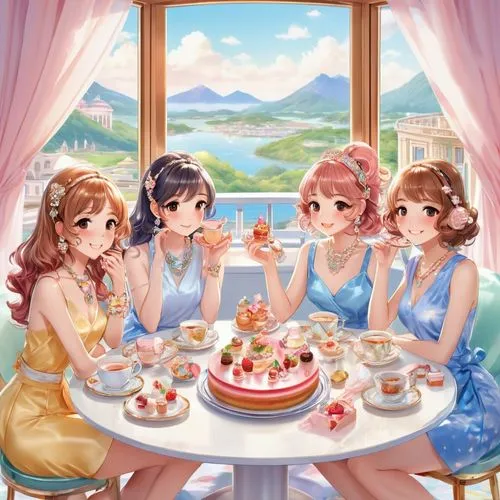 tea party,tea party collection,afternoon tea,high tea,tea service,picnic,teatime,tea time,tearoom,birthday party,summer party,desserts,tea set,birthday banner background,coffee tea illustration,dessert,tea drinking,tea card,sweet table,family picnic,Illustration,Japanese style,Japanese Style 01