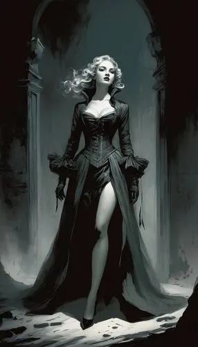 vampire lady,vampire woman,ravenloft,zatara,gothic woman,dhampir,sorceresses,villainess,sorceress,lady of the night,countess,ghostley,vestal,abaddon,queen of the night,wodrow,dark gothic mood,noir,sigyn,femme fatale,Conceptual Art,Fantasy,Fantasy 12