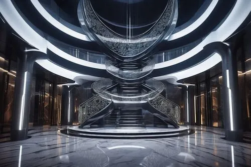 arcology,spaceship interior,levator,oscorp,labyrinthian,futuristic architecture,europacorp,delamar,anamorphic,spiral staircase,futuristic art museum,wheatley,sulaco,elevators,winding staircase,staircase,circular staircase,cylon,corridors,helix,Illustration,Vector,Vector 03