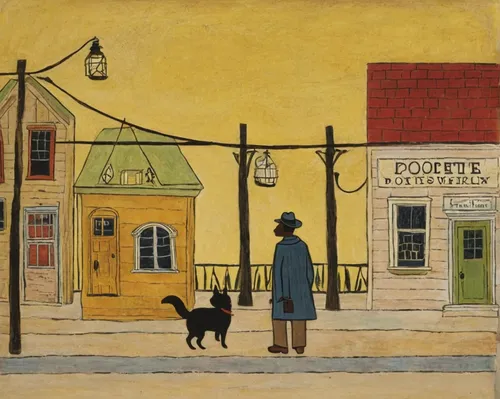 dog street,street scene,grocer,vincent van gough,clover hill tavern,lamplighter,george russell,cobble,robert harbeck,old english terrier,kennel club,peddler,watercolor shops,postmasters,vintage rooster,dog cafe,girl with dog,animal shelter,boy and dog,barbara millicent roberts,Art,Artistic Painting,Artistic Painting 47