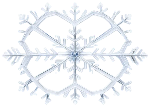 Delicate snowflake, intricate design, symmetrical pattern, frosty white, transparent background, glowing center, sparkling edges, 3D appearance, crystal-like structure, soft focus, shallow depth of fi