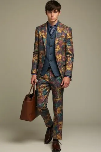 Fashion Model,the man is wearing colorful pants and a suit,men's suit,etro,tweed,sprezzatura,wedding suit,sportcoat,Photography,Fashion Photography,Fashion Photography 01