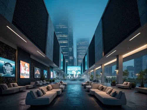 smoking area,3d rendering,city corner,lounges,nightscape,sky space concept,lobby,sky city,intercontinental,atmospheres,mubadala,urbanworld,rotana,skyloft,3d render,hotel lobby,atmosfera,at night,render,cybercity