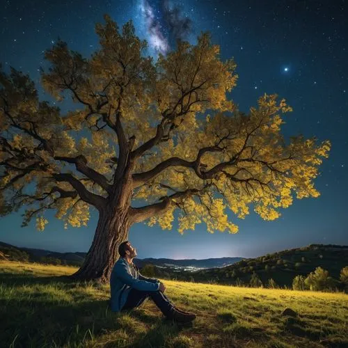 argan tree,isolated tree,lone tree,magic tree,the girl next to the tree,lonetree,argan trees,starry night,girl with tree,meditator,blossom tree,oak tree,night photography,stargazing,golden trumpet tree,meditation,nature and man,nightwatchman,bodhi tree,starry sky,Photography,General,Realistic