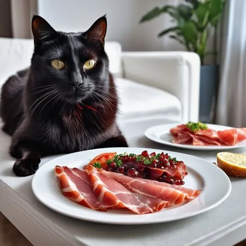 jamón,jamón serrano,sashimi,tartare steak,tuna steak,carpaccio,salt-cured meat,prosciutto,cured meat,saltimbocca,cat european,tartare,charcuterie,smoked salmon,tapas,lardon,bayonne ham,tuna,carnivorous,salami