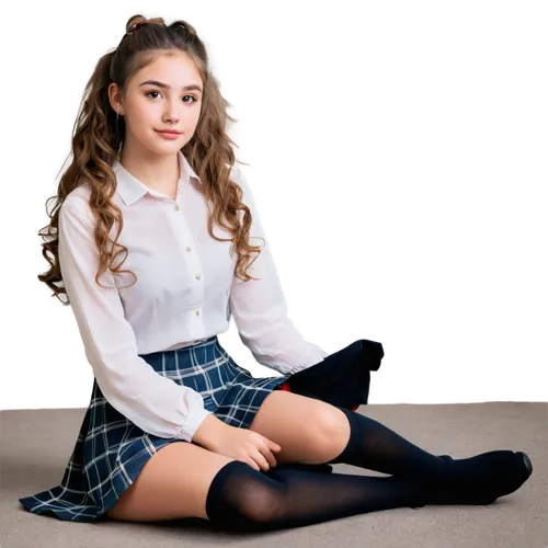 school skirt,girl sitting,schoolgirl,school clothes,teen,school uniform,social,girl on a white background,children's photo shoot,knee-high socks,relaxed young girl,sitting on a chair,skirt,sports uniform,sitting,girl in a historic way,portrait photography,tartan,erika,child model,Illustration,Realistic Fantasy,Realistic Fantasy 39