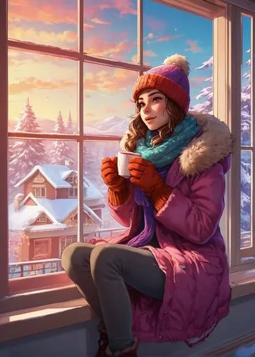 winter background,woman drinking coffee,cold drink,winter morning,winter clothes,winter clothing,winter drink,woman with ice-cream,winter,warmth,russian winter,winter window,winters,warm and cozy,in the winter,snow scene,winterblueher,winter dress,winter mood,winter time,Illustration,Vector,Vector 19