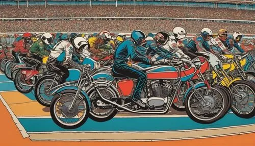 jasinski,bike pop art,motorcross,carnogursky,supercross,peloton,vandenbroucke,motorcycles,speedway,velodromes,rollerball,motocyclisme,motorbikes,motordrome,moto gp,motorcyles,motos,velopark,riders,bike city,Illustration,American Style,American Style 15