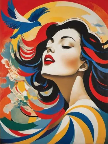 rosenquist,art deco woman,cool pop art,wesselmann,pop art style,pop art woman,Art,Artistic Painting,Artistic Painting 43