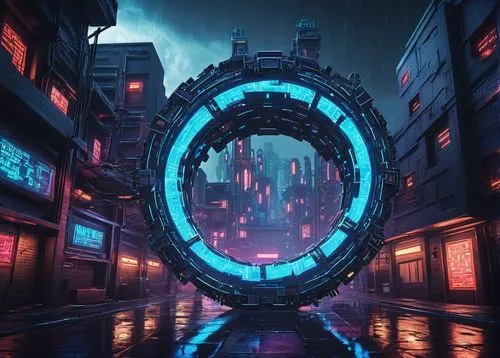 cyberpunk,futuristic landscape,futuristic,metropolis,scifi,portals,stargate,electric arc,dystopian,cyclocomputer,portal,sci-fi,sci - fi,cyberspace,fantasy city,dystopia,shinjuku,vortex,shanghai,cinema 4d,Unique,Pixel,Pixel 03