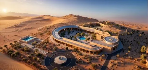 Desert Residence with Motorsports Iranian Architecture Illuminated according to Realistic Rendering Site ,largest hotel in dubai,sakhir,dubai desert,amanresorts,masdar,chebbi,qasr al watan,dunes house